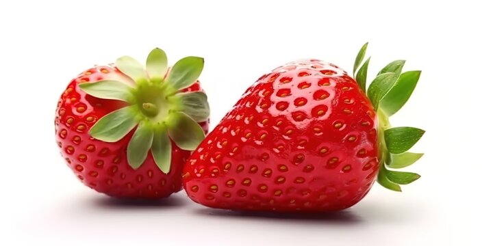 Red ripe strawberries photographed at close range. Generative AI