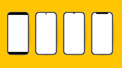 Phone  isolated on yellow  background , Flat Modern design , Illustration Vector  EPS 10