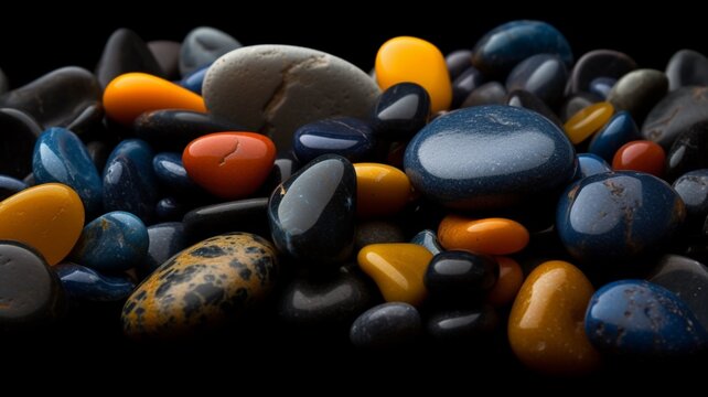 One place has navy blue orange stones minerals glowing image AI generated art