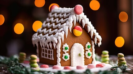 gingerbread house with christmas decorations