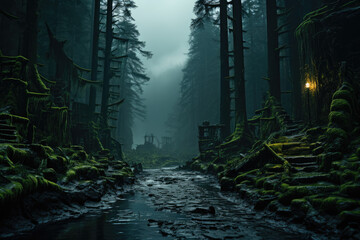 An ancient forest, where whispers of elusive creatures like Bigfoot and the Yeti continue to...