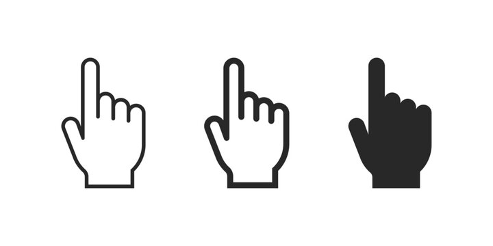 Finger vector icon. Hand mouse cursor icon set. Computer pointer sign. Illustration isolated for graphic and web design.