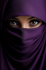 Fototapeta premium young and attractive Muslim woman in a purple hiyab