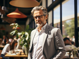 Mature businessman standing in a co-working space Generative AI