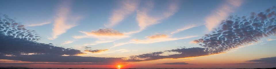 Fototapeta premium Beautiful atmospheric dramatic clouds in the evening at sunset.. Generative AI.