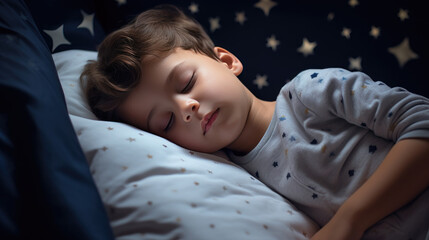 child sleeping on a bed