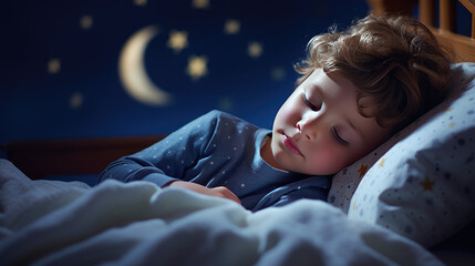 child sleeping on a bed
