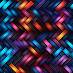 Fototapeta premium Herringbone Template Texture of Neon Lights(Tile)