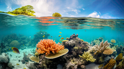 Naklejka na ściany i meble Colorful marine life in underwater ecosystem