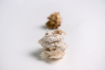 Crumpled paper isolated on white background.Paper crumpled into a ball.Paper waste from bad idea.Recycling, ecology, business concept.