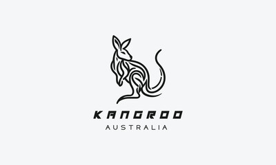 kangaroo vector logo icon minimalistic line art
