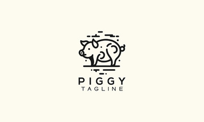 pig vector logo icon minimalistic line art