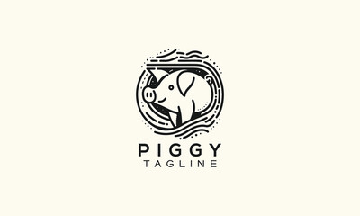 pig vector logo icon minimalistic line art