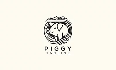 Fotobehang pig vector logo icon minimalistic line art © Vectors.in