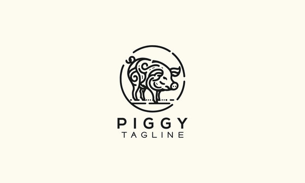 pig vector logo icon minimalistic line art