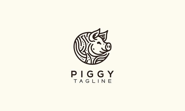 pig vector logo icon minimalistic line art