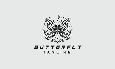 Butterfly vector logo icon minimalistic design