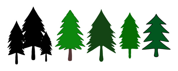 Fototapeta premium set of pine trees vector illustrations