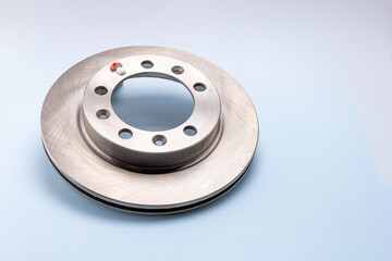 Details and components of the hydraulic clutch system of cars for repair and maintenance work on a white background, close-up.