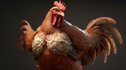 a rooster with muscular human arms and fat legs.Generative AI - obrazy, fototapety, plakaty