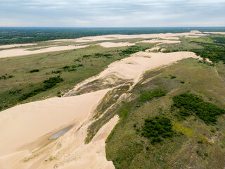 Aerial view of the sand dunes at the landscape protection area 