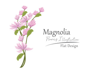 Obraz na płótnie Canvas magnolia flower illustration. flat design.