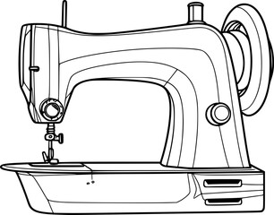 outline illustration of sewing machine for coloring page