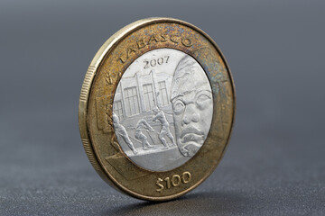 Moneda Mexicana de 100 pesos, moneda representativa al estado de Tabasco, México 2007
