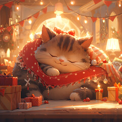 Fat cat enjoying Christmashyper