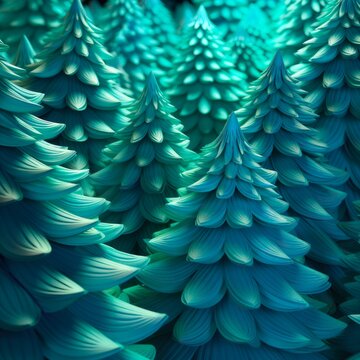 Blue and Green Christmas Trees Pattern - Festive and Vibrant Seamless Background for Decorating and Celebrating in December