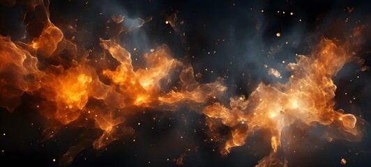 Ai cosmic energy atmospheric, background of abstract glitter lights. gold, blue and black. de focused