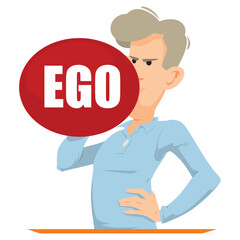 Man inflate ego balloon. Illustration for internet and mobile website.