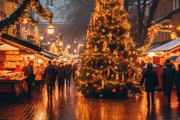 people walking through the Christmas market