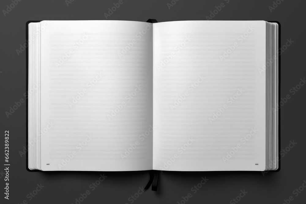 Poster an open book placed on a table with a black background. ideal for educational or literary concepts