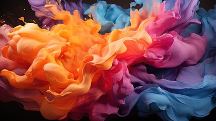 Obraz premium Pure abstraction with an enchanting and vibrant colorful background. Vibrant chaos. Abstract dance. Harmonious blend of hues to evoke emotions and stir your imagination.