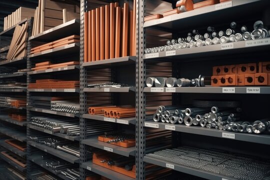 A collection of various types of tools displayed on a shelf. This image can be used to represent a workshop, DIY projects, or home improvement.