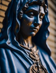 The Virgin Mary. Decorative digital sculpture. Saint statue. Picturesque portrait. Wall mural, poster or picture for home. Generative AI.