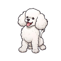 Fototapeta premium Cartoon Style Poodle Puppy Dog No Background Perfect for Print on Demand Merchandise