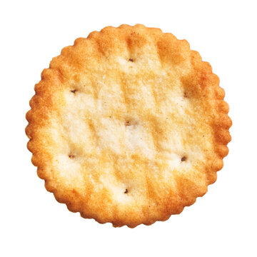  Delicious single salty biscuit over isolated white background