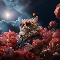psychedelicfat cat with sunglass