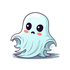 cute halloween ghost cartoon clipart logo isolated on transparent background