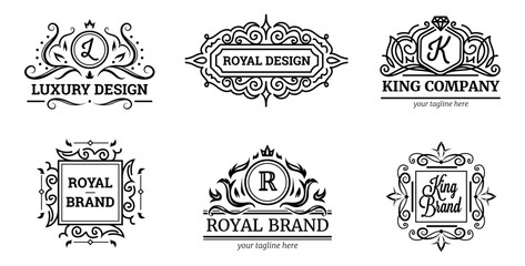 Luxury labels design set with premium quality symbols