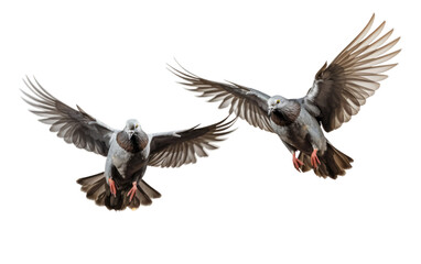 Obraz premium Flying Pigeons Smoke and Feathers on a Clear Surface or PNG Transparent Background.