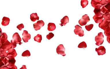 Rose Petals in Romantic Elegance on a Clear Surface or PNG Transparent Background.