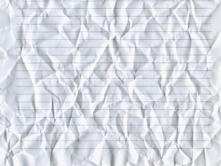Straight line white crumpled page paper, can be background wallpaper