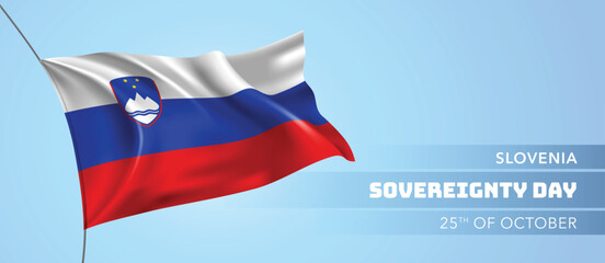 Slovenia sovereignty day greeting card, banner vector illustration.