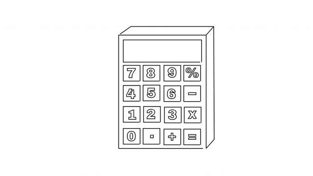 Animation forms a sketch of a calculator icon
