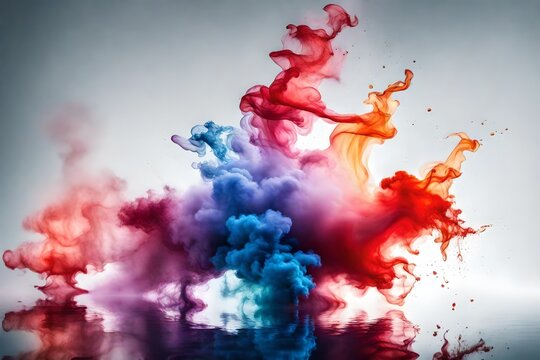 Colorful red  rainbow smoke paint explosion,