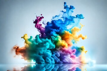 Fototapeta na wymiar Colorful blue rainbow smoke paint explosion,