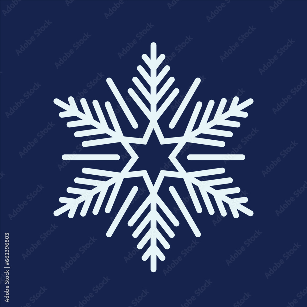 Poster geometric snowflake, symmetrical ice crystal formed by hexagonal patterns, showcasing intricate, fra